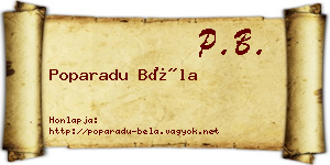 Poparadu Béla névjegykártya